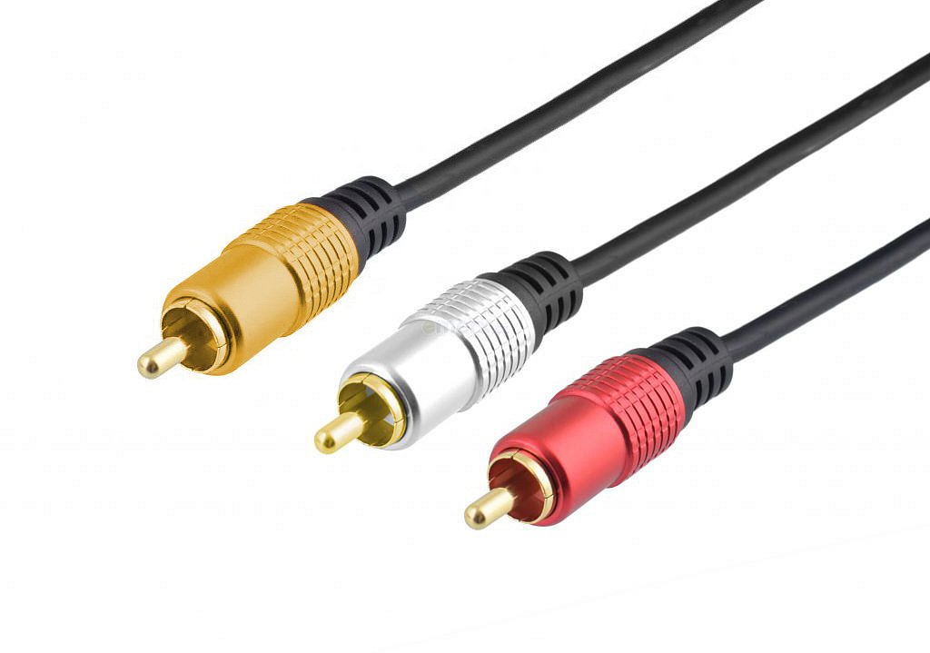 Propojovací AV kabel 3x CINCH vidlice na 3x CINCH vidlice, 1m, zlacený (HS-RR003-1)