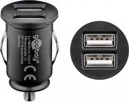 Napájecí adaptér do autozásuvky 2x USB, 5V 2100mA, černý, 44177