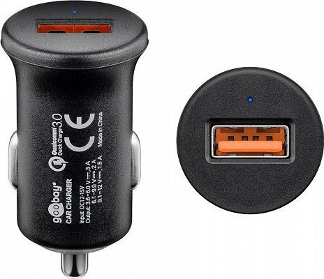 Napájecí adaptér do autozásuvky Quick Charge, 1x USB, 5-12V/3000mA, 45162