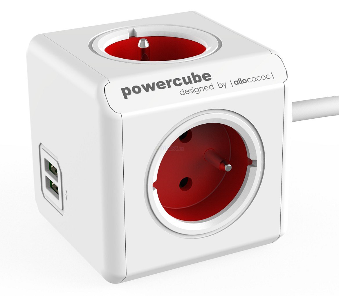 Prodlužovací kabel 1,5m 4x zásuvka Extended USB Red (PWC-PUSB-RED)