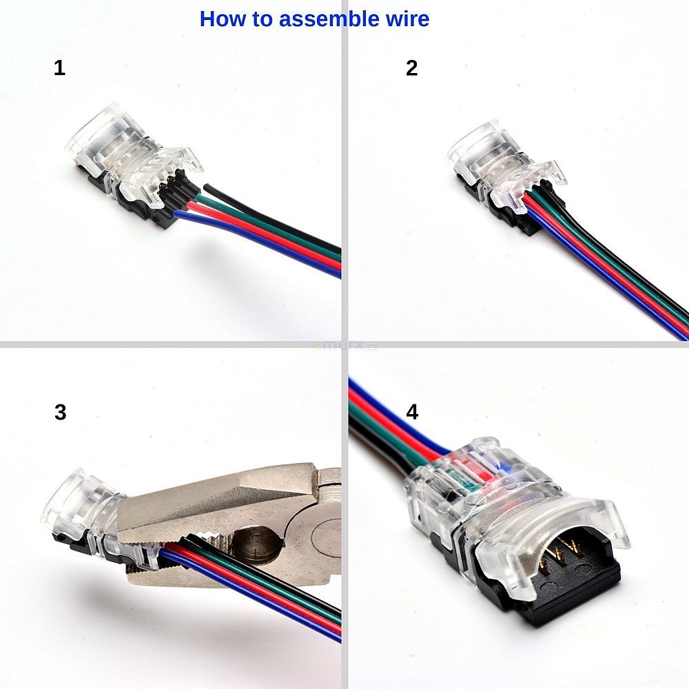 Kabelová propojka 4-Pin 10 mm IP65 RGB (SE-10mm-4PIN-IP65)