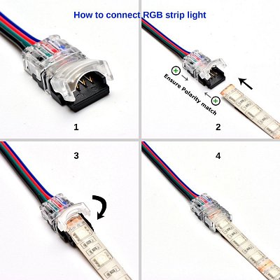 Kabelová propojka 4-Pin 10 mm IP65 RGB (SE-10mm-4PIN-IP65)