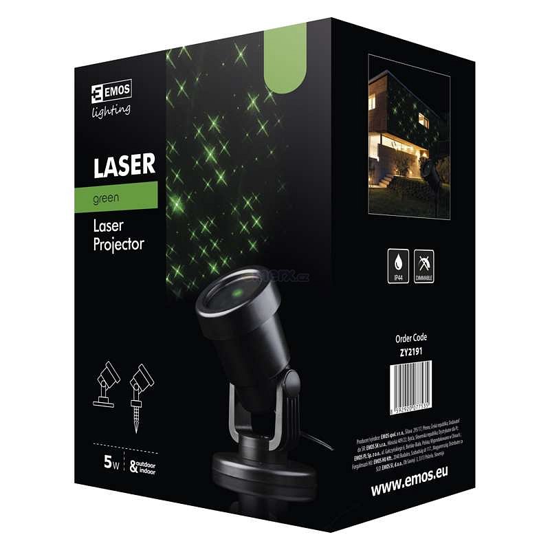 Světelná dekorace Laserový dekorativní projektor – zelené hvězdičky, venkovní (ZY2191)