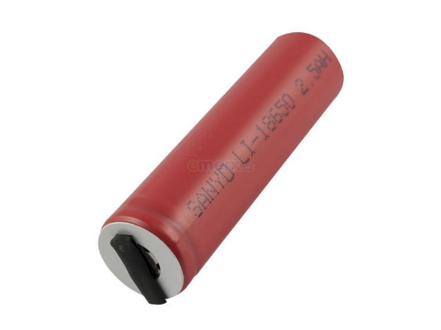 Akumulátor s pásky Sanyo LI18650 Li-ion 3,7V 2500mAh (sanyo18650/2.5Ah (R/L Tags))