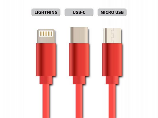 Kabel USB 3v1 samonavíjecí Geti GCU 02 červený