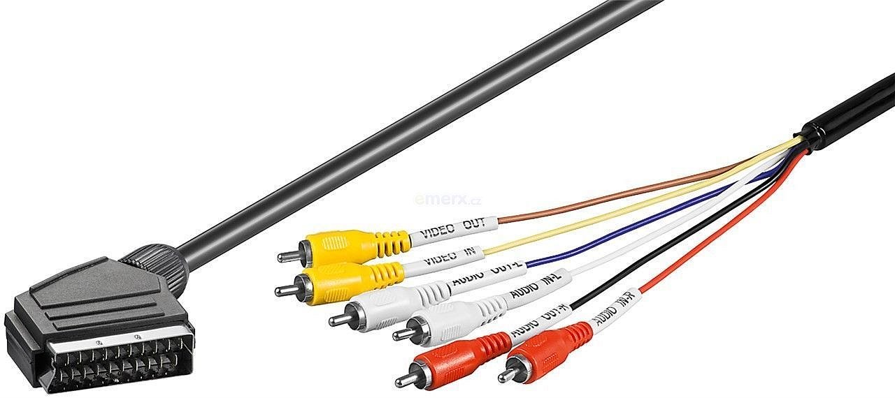 Propojovací kabel SCART (M) - 6x CINCH (M) 1,5 m