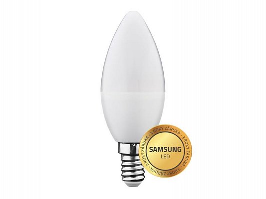 Žárovka LED E14 6W C37 bílá teplá Geti, SAMSUNG čip