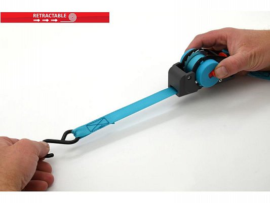 Popruh COMPASS s ráčnou a háky samonavíjecí 100daN 2m TÜV BLUE WAY