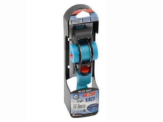 Popruh COMPASS s ráčnou a háky samonavíjecí 100daN 2m TÜV BLUE WAY