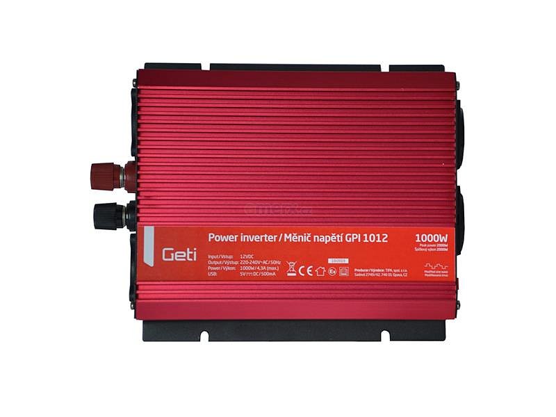 Měnič napětí Geti GPI 1012 12V/230V 1000W USB