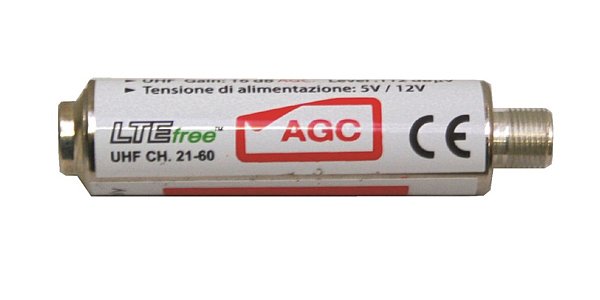 Anténní zesilovač Emme Esse 16dB F-F 81942AG tvaru válečku, s AGC