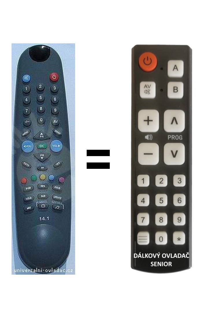 Tesla Television RC14.1, 14.2, BEKO2-3line RFW-8540 replacement remote control for seniors