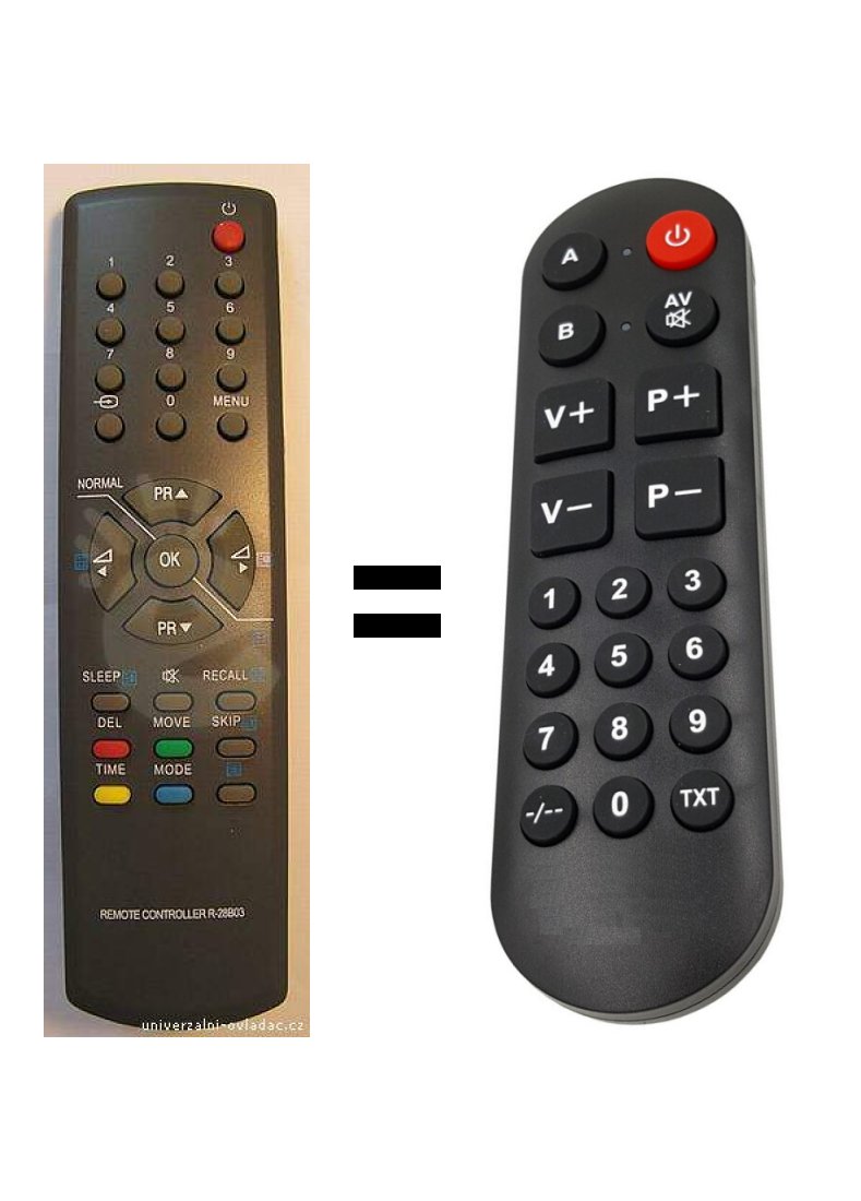 Daewoo CTV2895, DMQ14A1, DMQ2193, DMQ2595, DMQ2890 replacement remote control for seniors