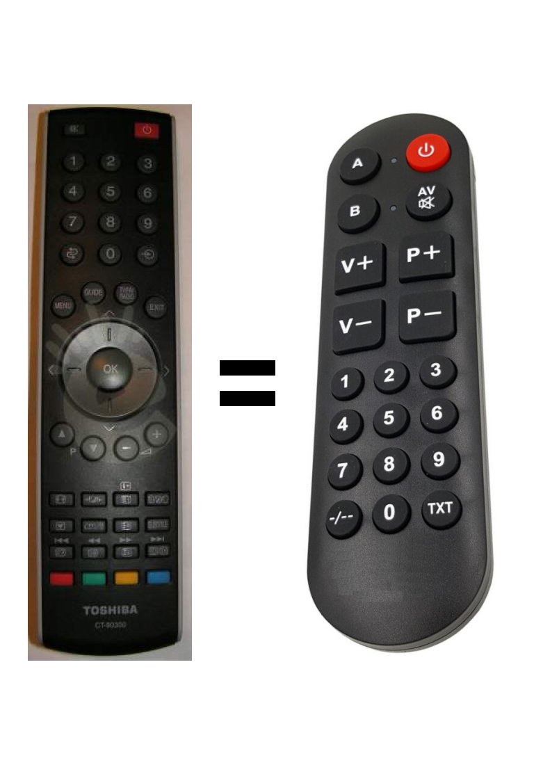 Toshiba CT90300 CT-9030 replacement remote control for seniors.