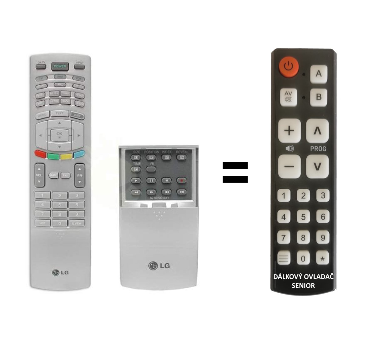 LG 6710V00151Y = AKB73575302 replacement remote control for seniors
