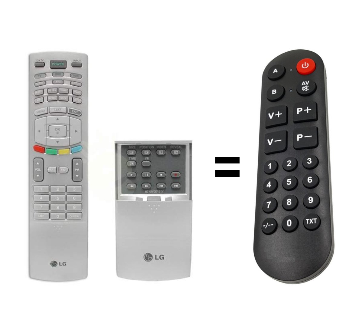 LG 6710V00151Y = AKB73575302 replacement remote control for seniors