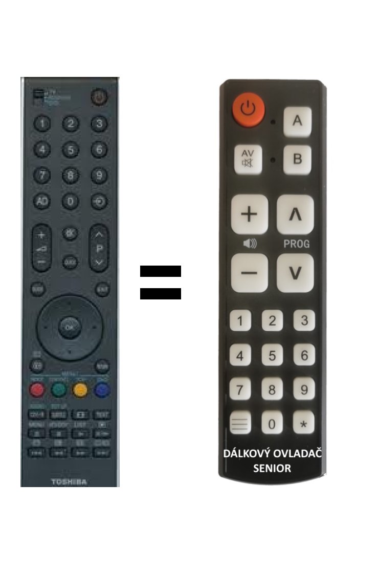 Toshiba CT-90327 = CT-90344 replacement remote control for seniors.