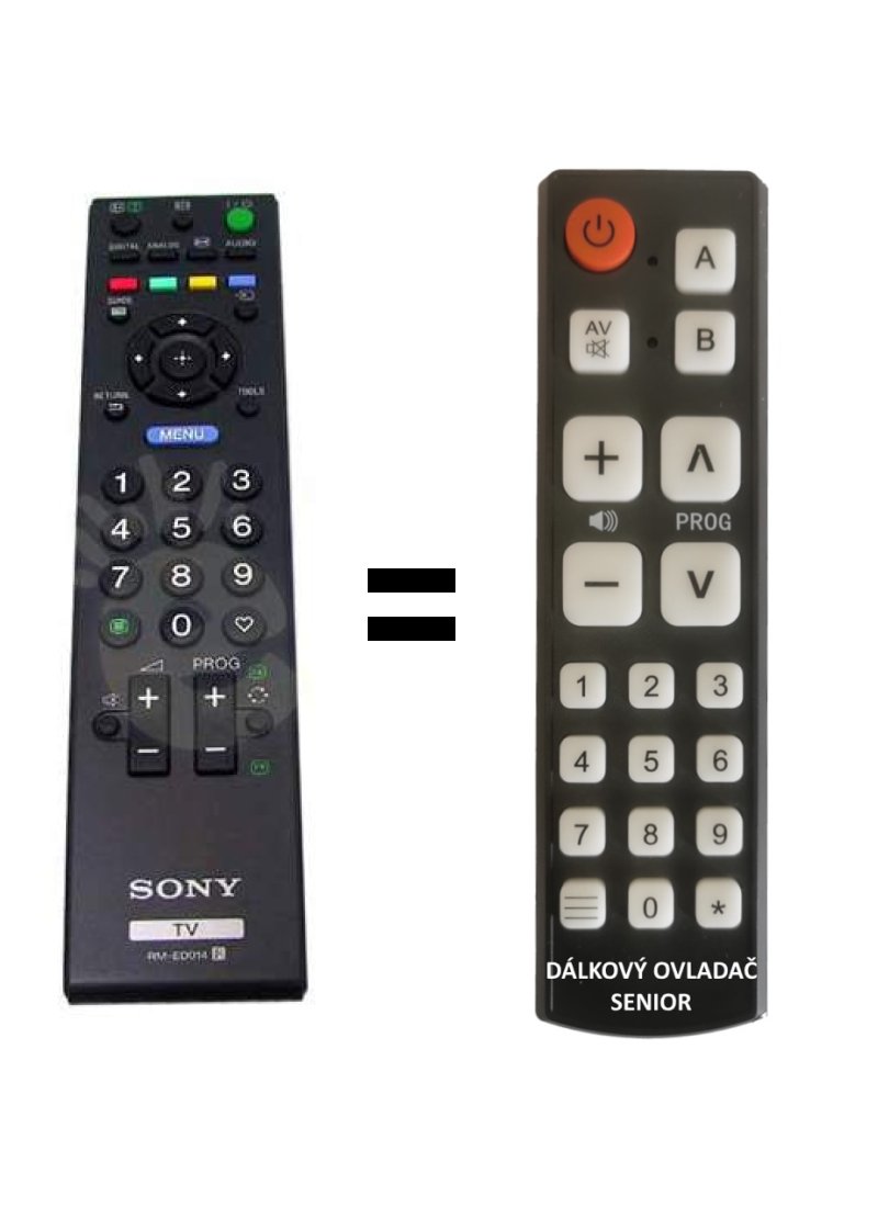 Sony RM-ED014, RM-ED013 replacement remote control for seniors.