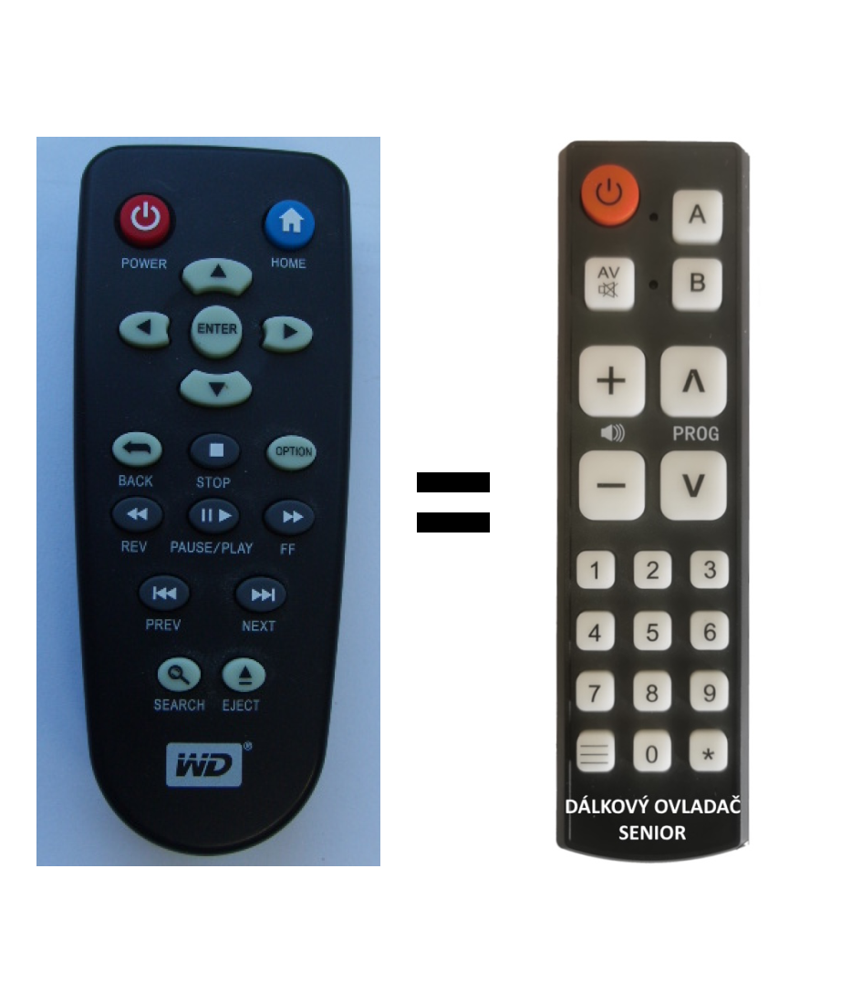 Western Digital WD HD Live replacement remote control for seniors.