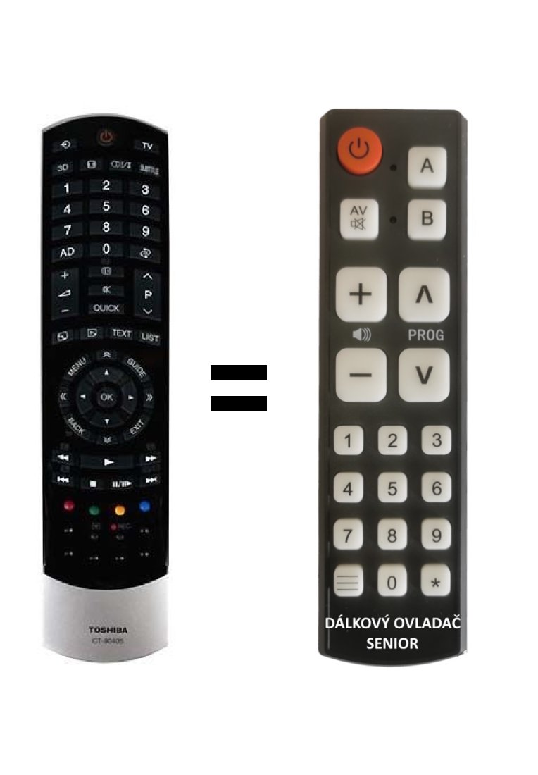 Toshiba CT90404 replacement remote control for seniors.
