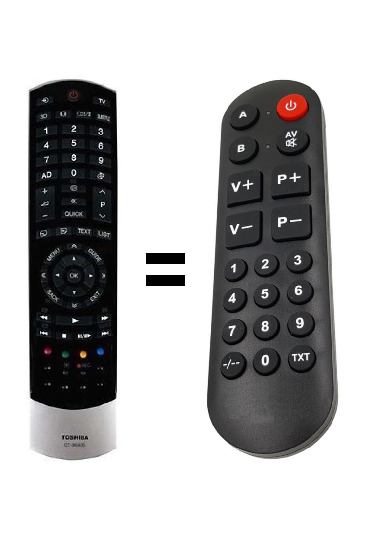 Toshiba CT90404 replacement remote control for seniors.