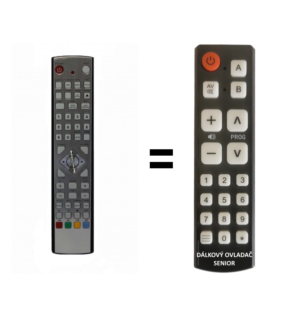 Tevion LCD-TV1911, 2212 replacement remote control for seniors.