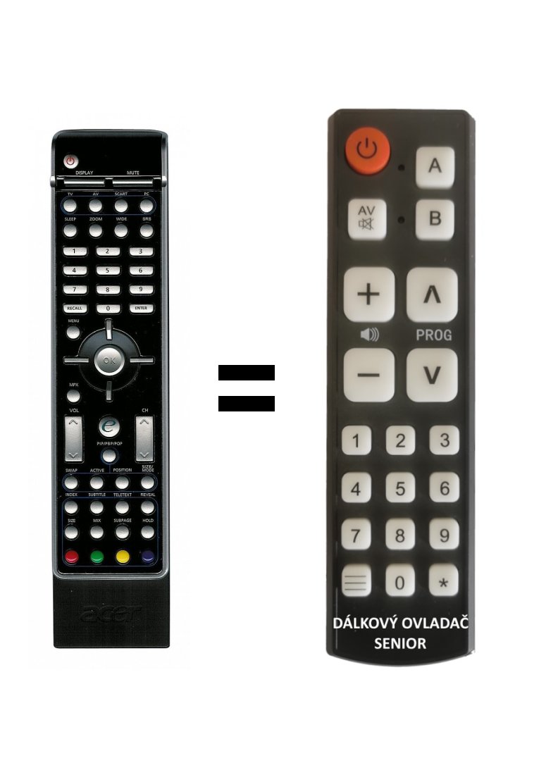 Acer AT3201W, AL2671W, AT2601W replacement remote control for seniors.