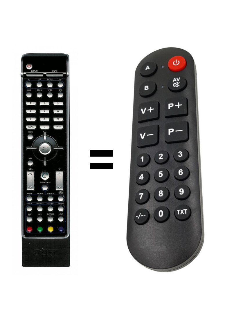 Acer AT3201W, AL2671W, AT2601W replacement remote control for seniors.