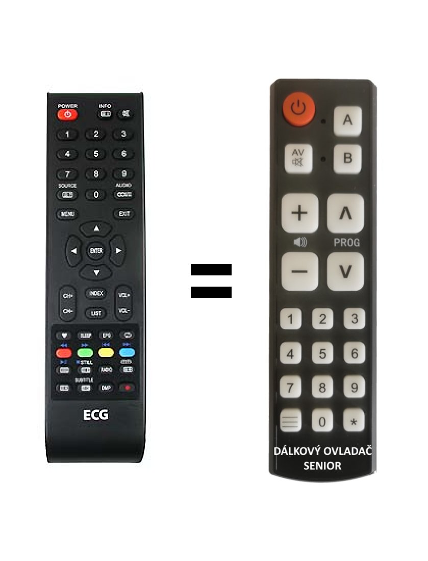 ECG 29LED701PVR, 29LED702PVR replacement remote control for seniors.