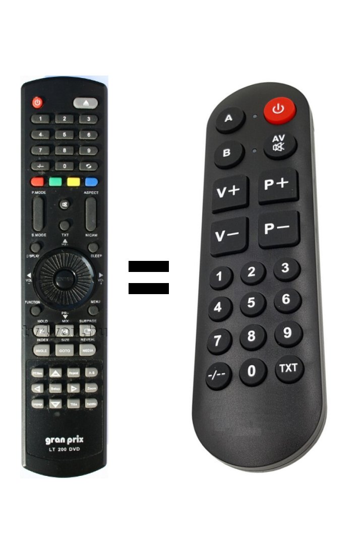 Gran Prix LT200 DVD replacement remote control for seniors.