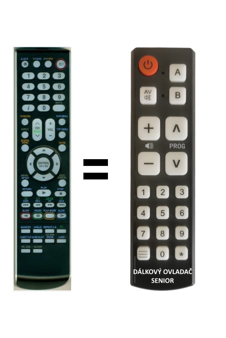 Toshiba 22DV733G replacement remote control for seniors - without programming.