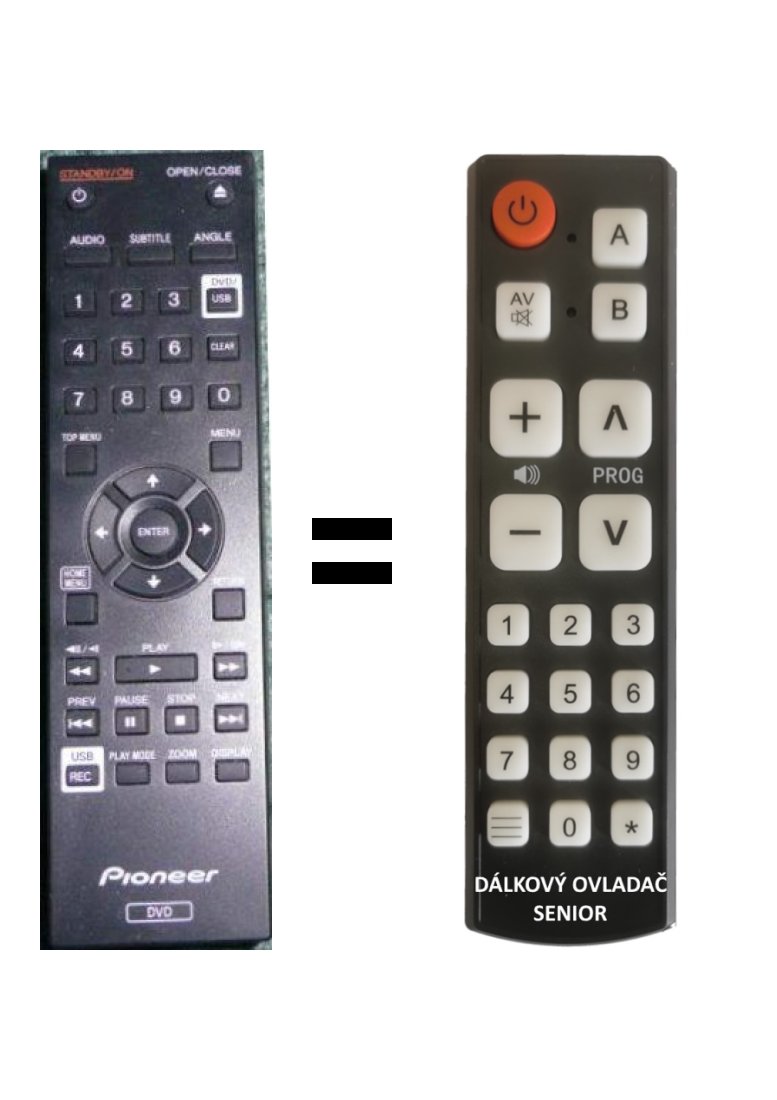 Pioneer 076E0PP131, 076EOPP131, replacement remote control for seniors