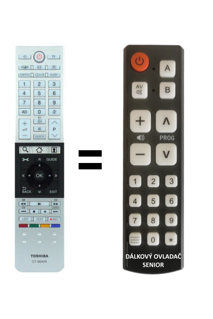 Toshiba CT-90430, CT-90429 replacement remote control for seniors.