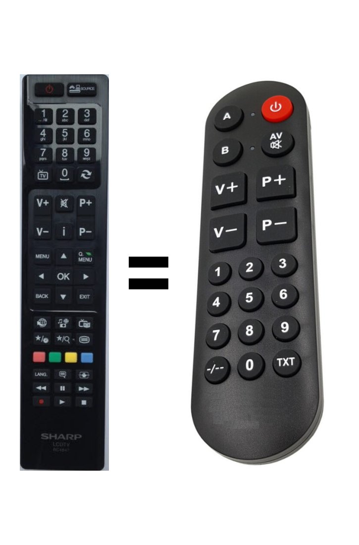 Sharp LC-32LE350V-WH replacement remote control for seniors