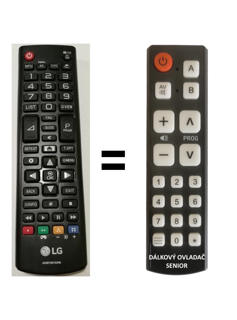 LG AKB74915346 22MT48VF-PZ, 22MT58VF-PZ replacement remote control for seniors
