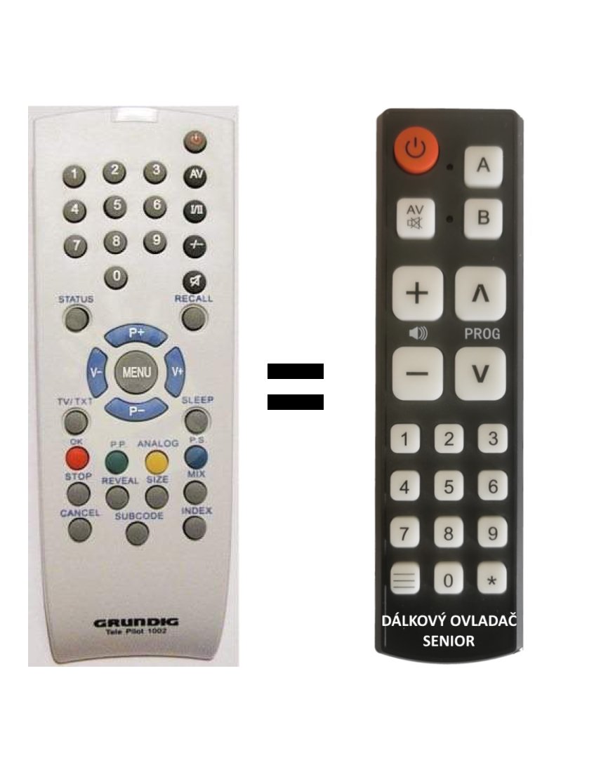 Grundig TP1002, RC-FS29, RC-L-05 replacement remote control for seniors