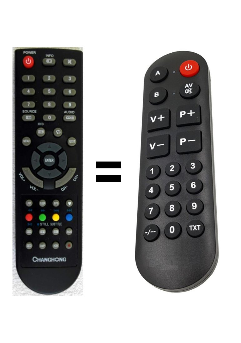 Changhong LED29A6500s replacement remote control for seniors