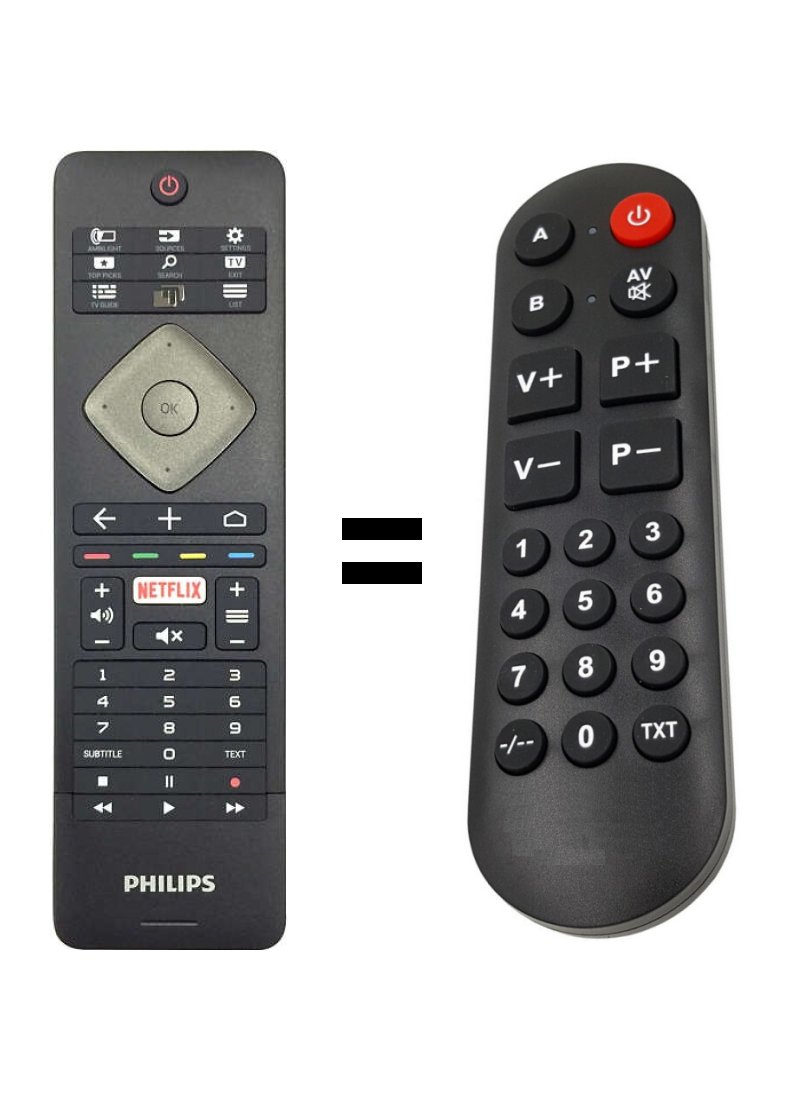 Philips 996596006789, YKF400-105 replacement remote control without rear keypad