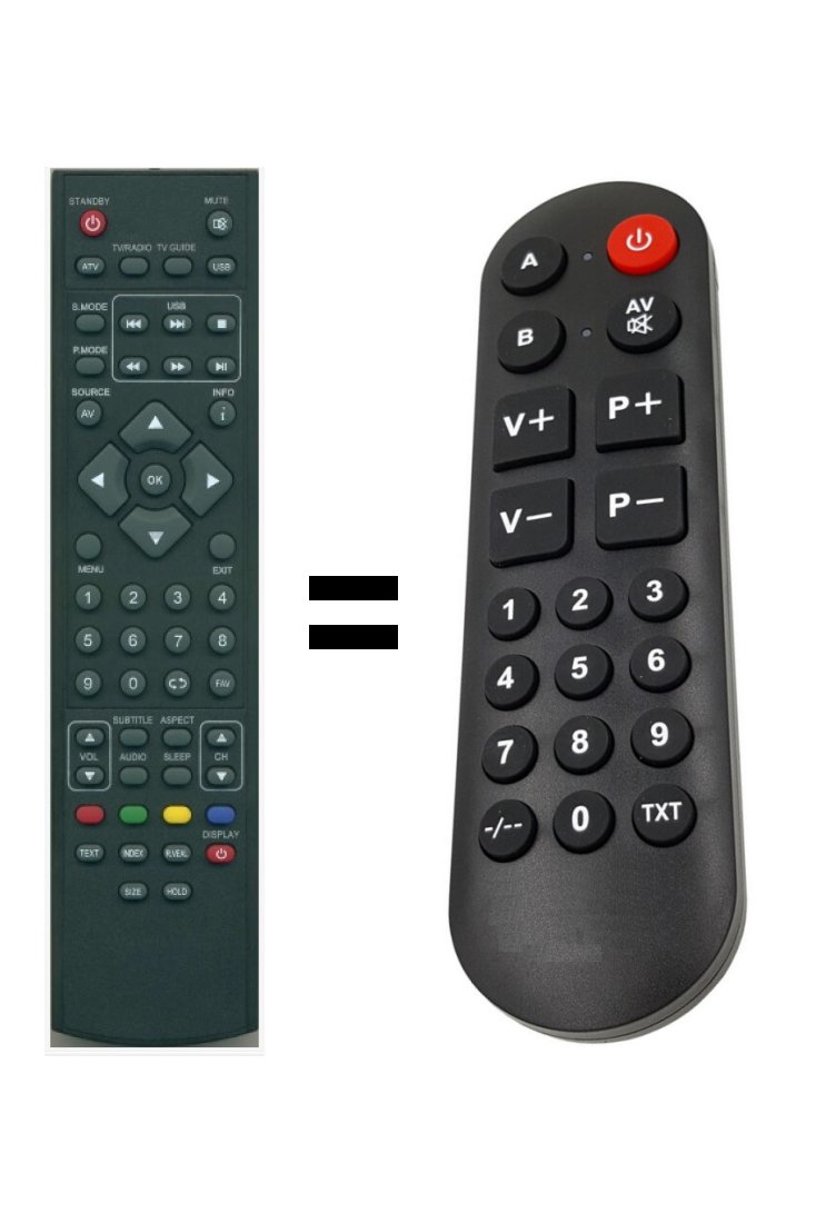 Technique 21.6 "LCD TV replacement remote control for seniors