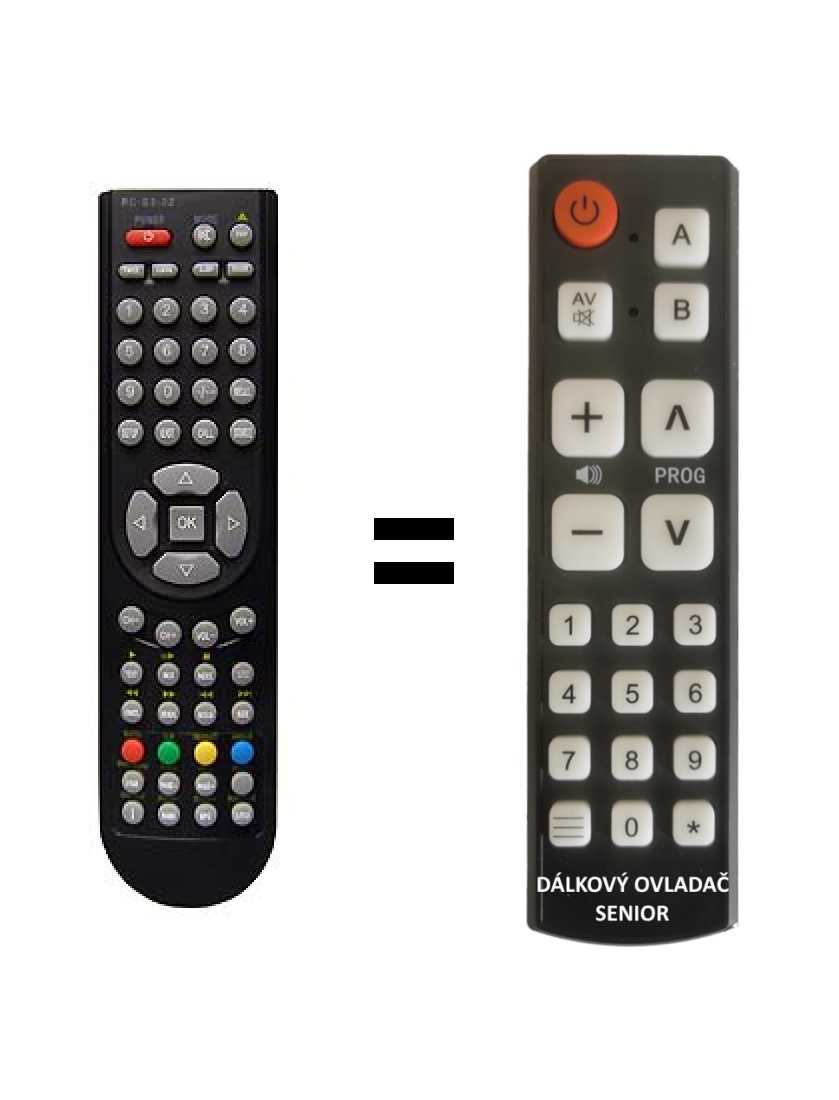 ECG 22DHD144PVR, 22LED201PVR replacement remote control for seniors