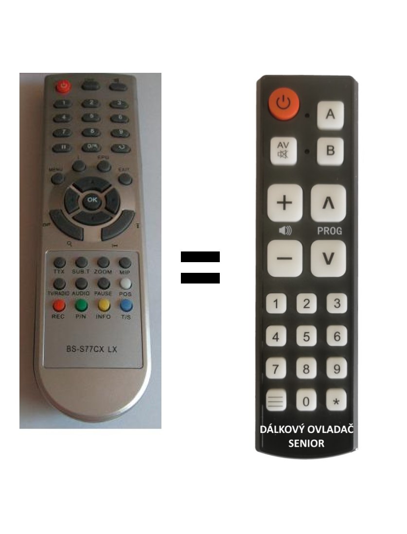 BIG SAT BS-S77CX, replacement remote control for seniors.