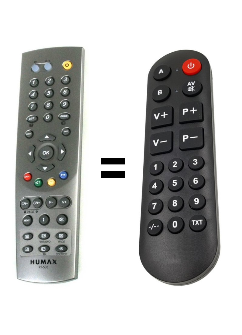 Humax RT-505 RT-525 replacement remote control for seniors.