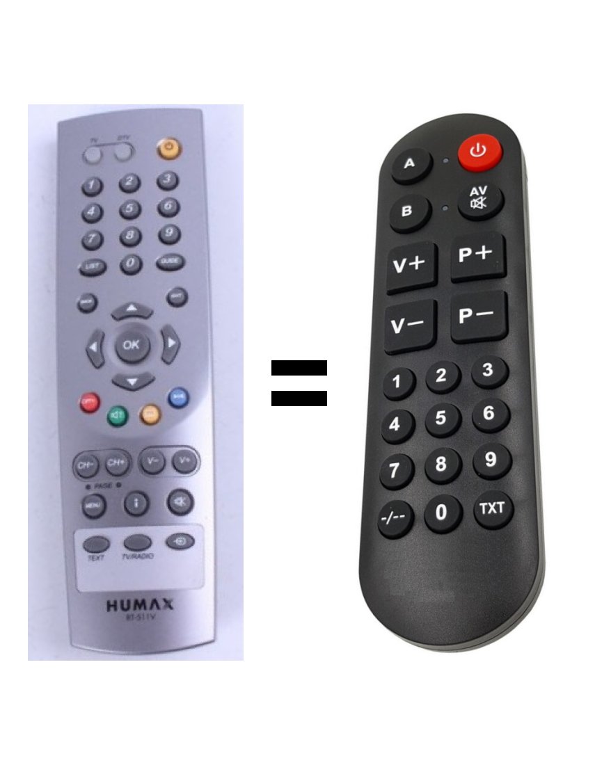 Humax RT-511V, RT511V replacement remote control for seniors.