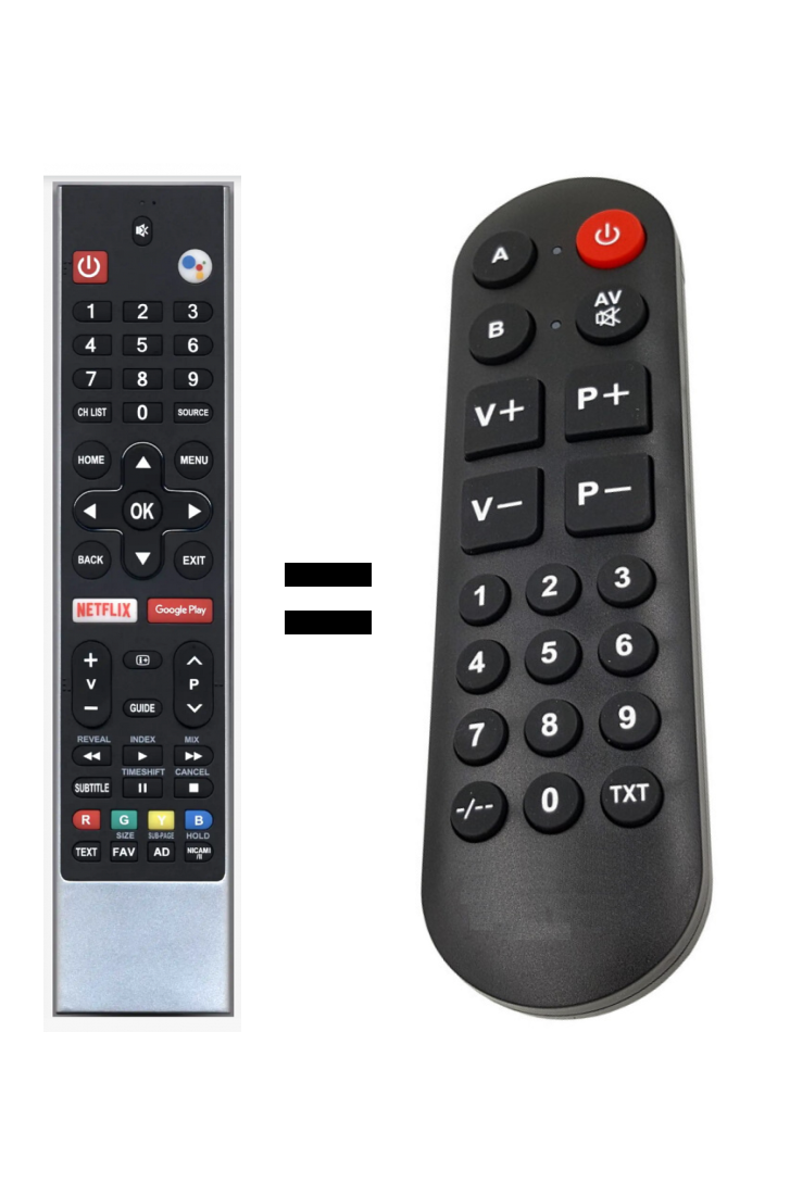 Metz 50MUB8000 replacement remote control for seniors