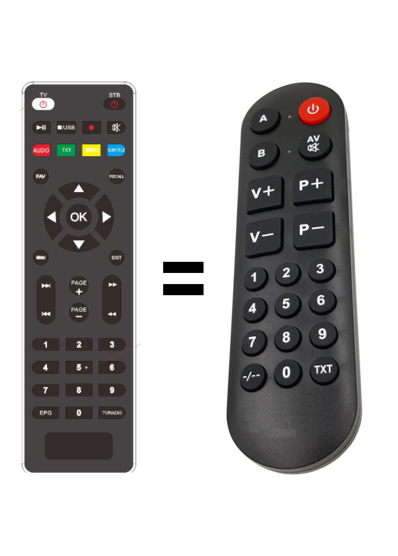 Tesla TE-300, TE-301, TE-302 replacement remote control for seniors