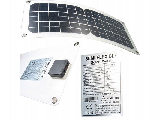 Fotovoltaický solární panel USB+12V/20W flexibilní OS20-18MFX