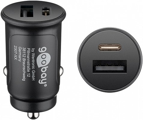 Napájecí adaptér do autozásuvky USB-A (Quick Charge), USB-C (Power Delivery), černý GB 55634 (GB 55634)