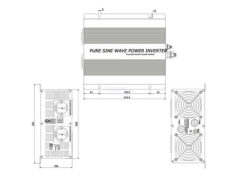 Měnič napětí CARSPA SK2000 12V/230V 2000W čistá sinusovka