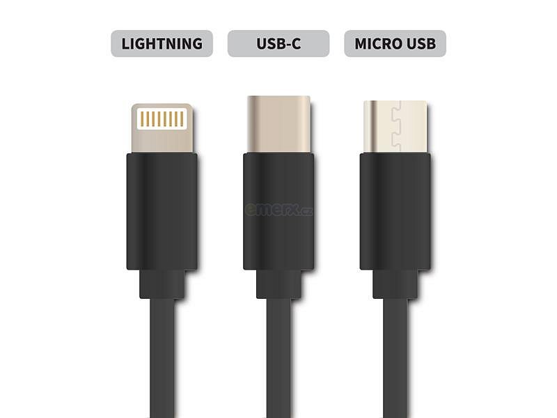 Kabel USB 3v1 samonavíjecí Geti GCU 01 černý