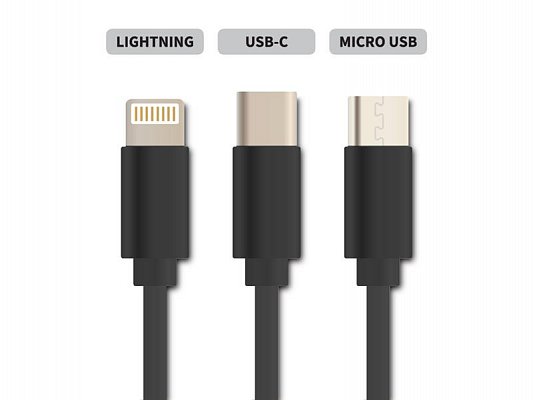 Kabel USB 3v1 samonavíjecí Geti GCU 01 černý